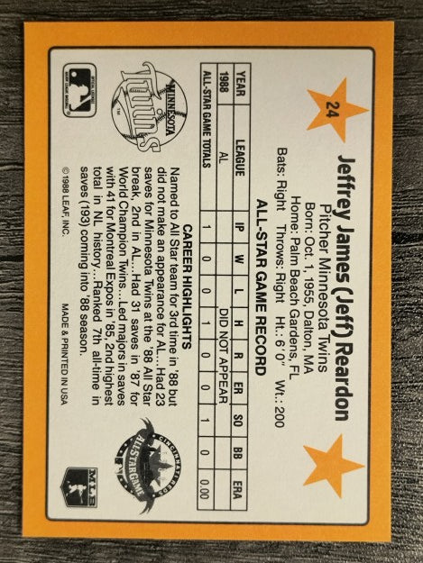 1989 Donruss All-Stars #24 Jeff Reardon