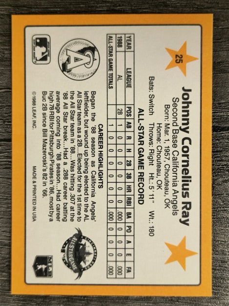 1989 Donruss All-Stars #25 Johnny Ray