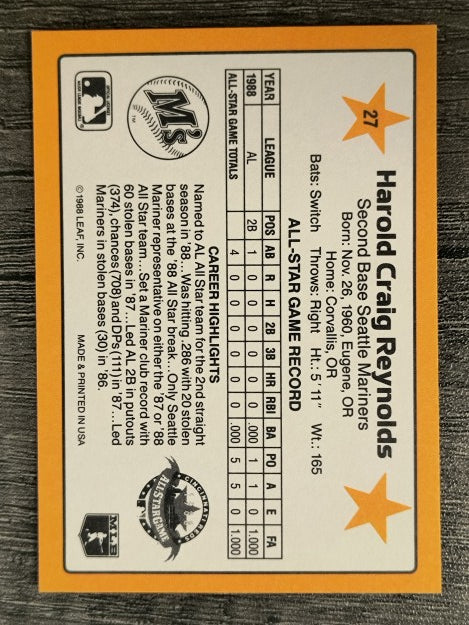 1989 Donruss All-Stars #27 Harold Reynolds
