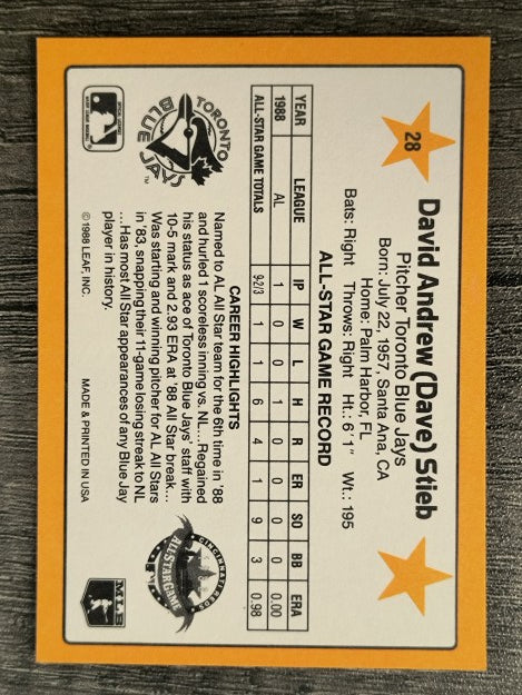 1989 Donruss All-Stars #28 Dave Stieb