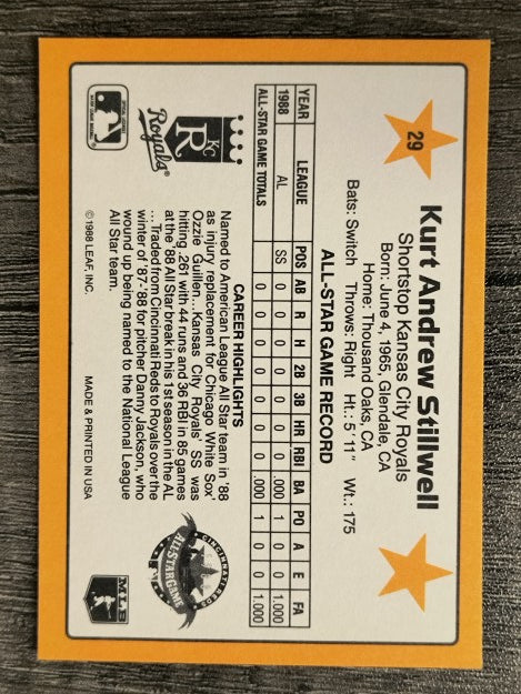 1989 Donruss All-Stars #29 Kurt Stillwell