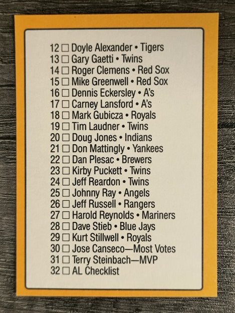 1989 Donruss All-Stars #32 AL Checklist 1-32
