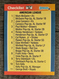 1989 Donruss All-Stars #32 AL Checklist 1-32