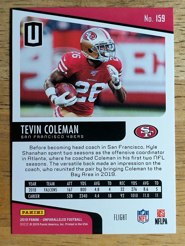 2019 Panini Unparalleled Flight #159 Tevin Coleman