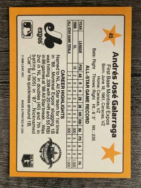 1989 Donruss All-Stars #45 Andres Galarraga
