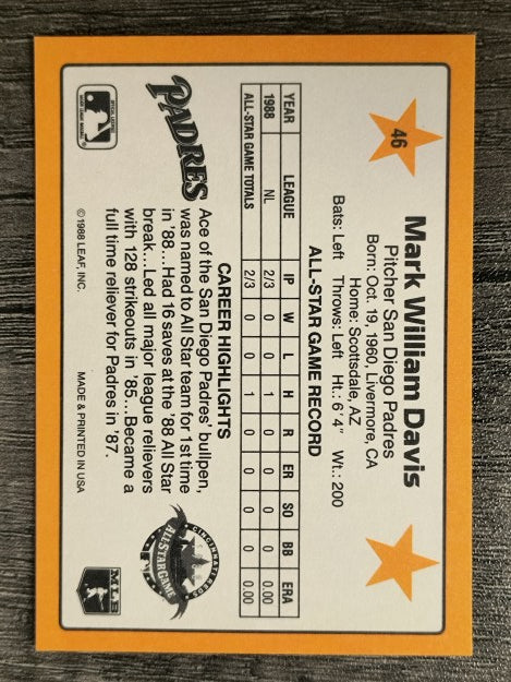 1989 Donruss All-Stars #46 Mark Davis