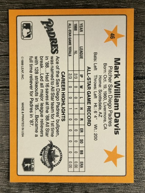 1989 Donruss All-Stars #46 Mark Davis