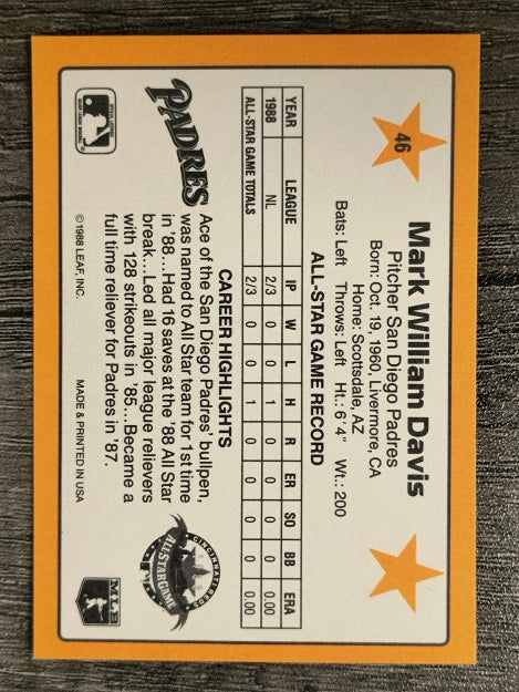 1989 Donruss All-Stars #46 Mark Davis