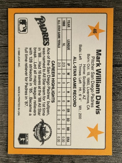 1989 Donruss All-Stars #46 Mark Davis