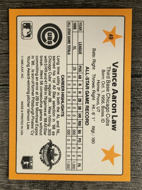 1989 Donruss All-Stars #49 Vance Law