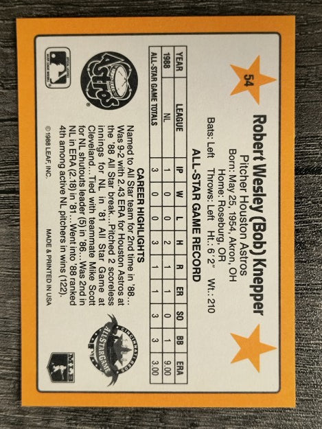 1989 Donruss All-Stars #54 Bob Knepper