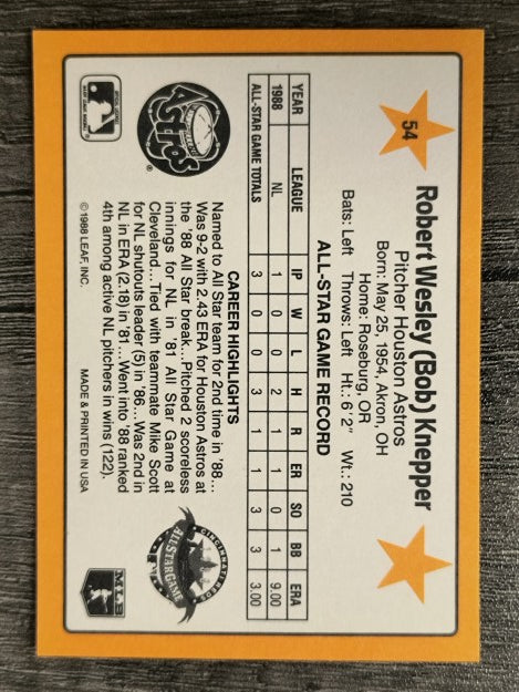 1989 Donruss All-Stars #54 Bob Knepper