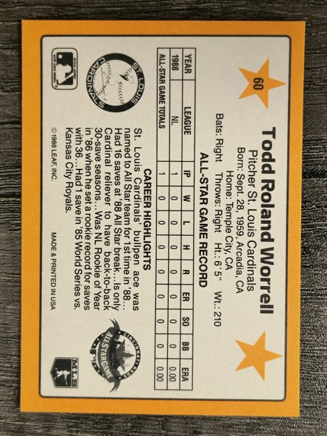 1989 Donruss All-Stars #60 Todd Worrell