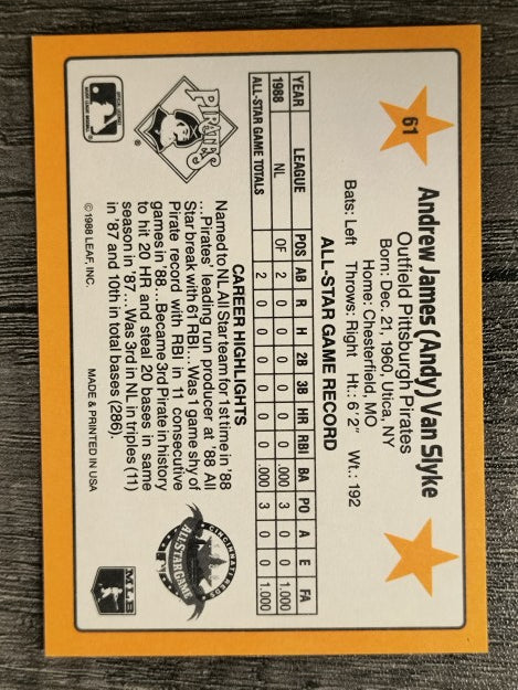 1989 Donruss All-Stars #61 Andy Van Slyke