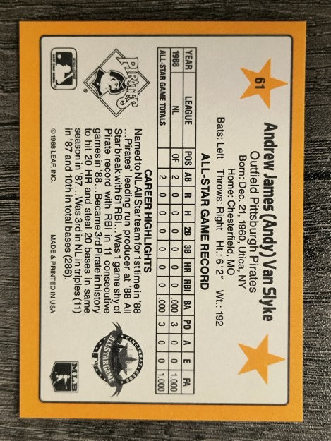 1989 Donruss All-Stars #61 Andy Van Slyke