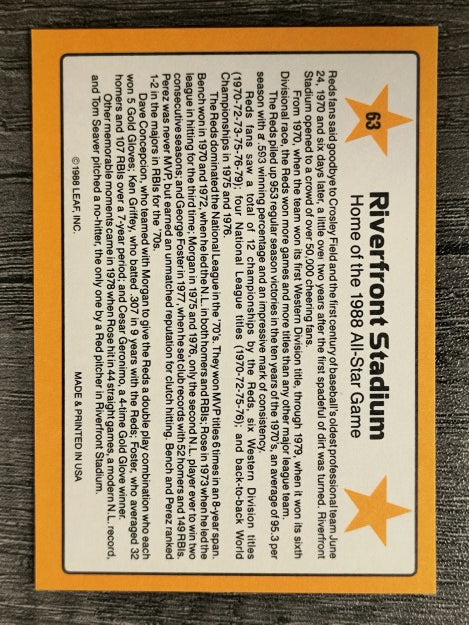 1989 Donruss All-Stars #63 Riverfront Stadium
