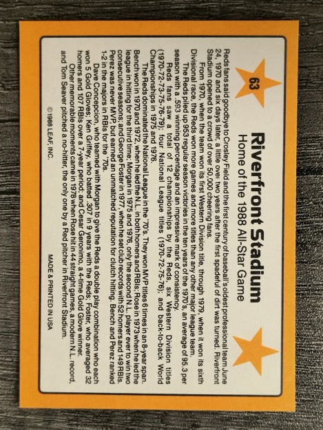 1989 Donruss All-Stars #63 Riverfront Stadium