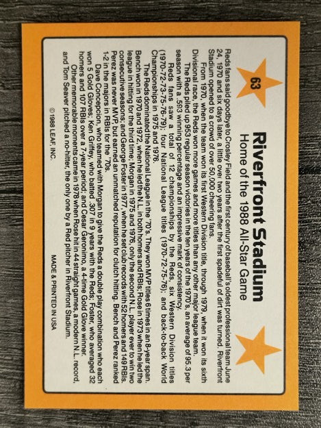 1989 Donruss All-Stars #63 Riverfront Stadium