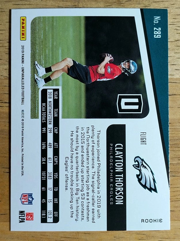 2019 Panini Unparalleled Flight #289 Clayton Thorson