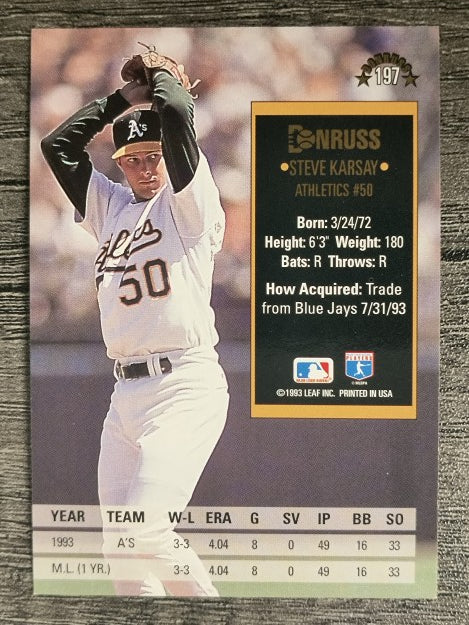 1994 Donruss #197 Steve Karsay