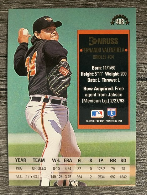 1994 Donruss #408 Fernando Valenzuela