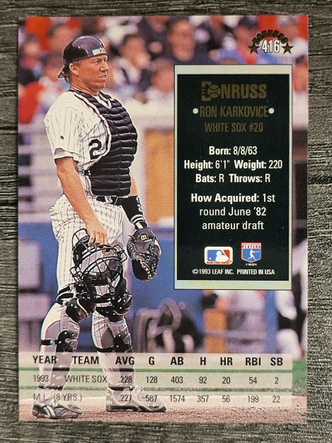 1994 Donruss #416 Ron Karkovice