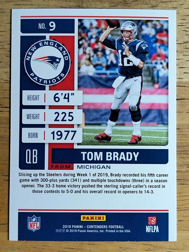 2019 Panini Contenders #9 Tom Brady