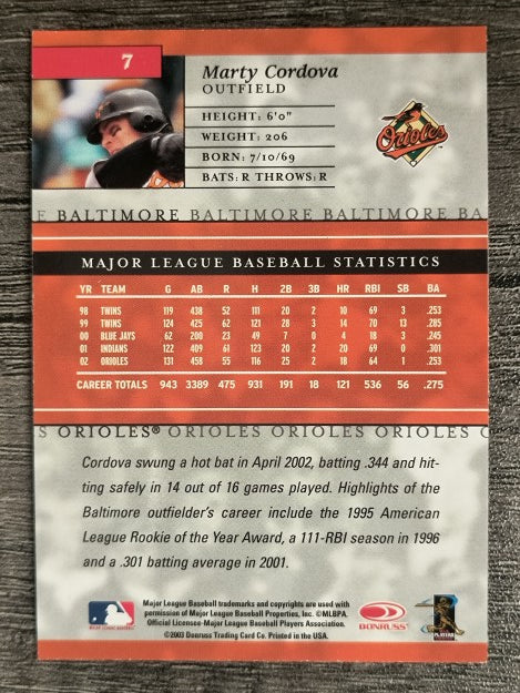 2003 Donruss Elite #7 Marty Cordova