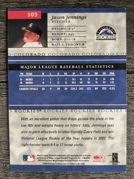 2003 Donruss Elite #103 Jason Jennings