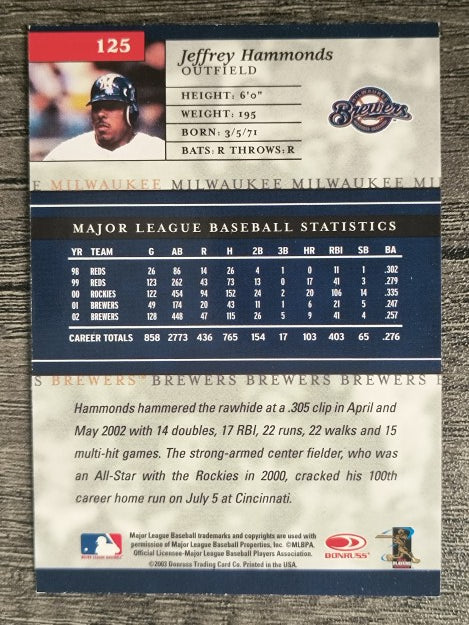 2003 Donruss Elite #125 Jeffrey Hammonds