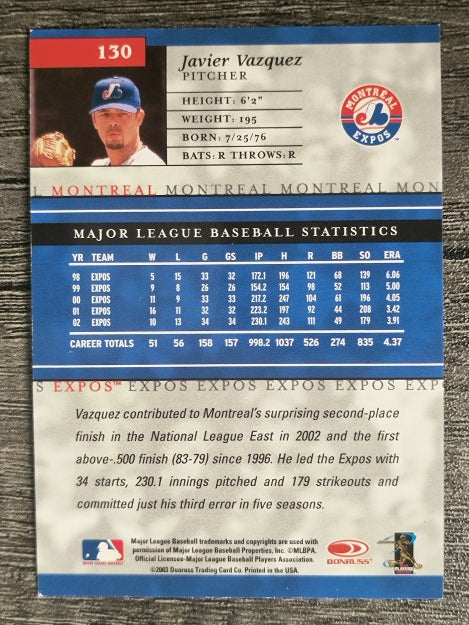 2003 Donruss Elite #130 Javier Vazquez
