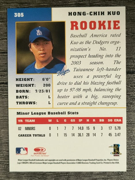 2003 Donruss Champions #305 Hong-Chih Kuo RC (NM)