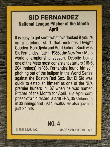 1987 Donruss Highlights #4 Sid Fernandez