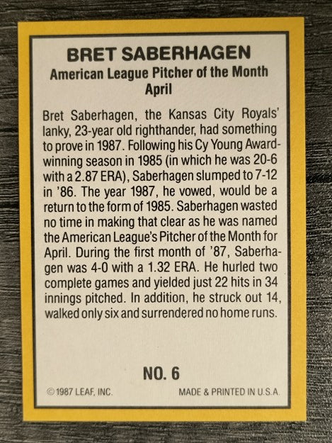 1987 Donruss Highlights #6 Bret Saberhagen