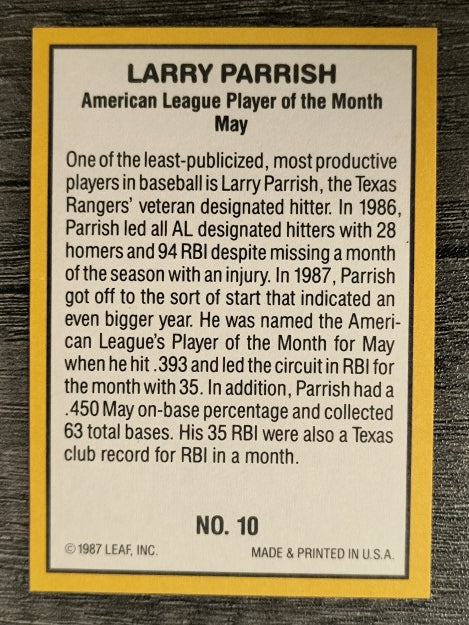 1987 Donruss Highlights #10 Larry Parrish