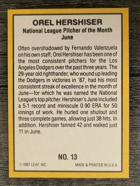 1987 Donruss Highlights #13 Orel Hershiser