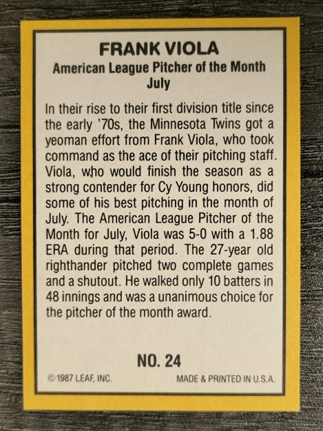 1987 Donruss Highlights #24 Frank Viola