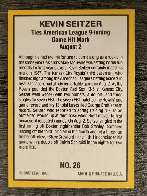1987 Donruss Highlights #26 Kevin Seitzer
