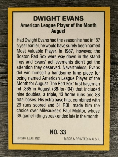 1987 Donruss Highlights #33 Dwight Evans