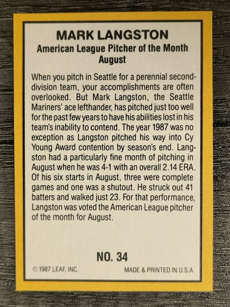 1987 Donruss Highlights #34 Mark Langston