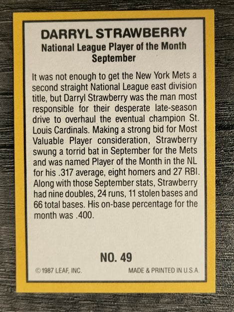 1987 Donruss Highlights #49 Darryl Strawberry