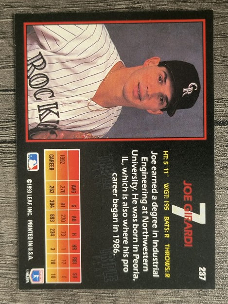 1993 Triple Play #237 Joe Girardi