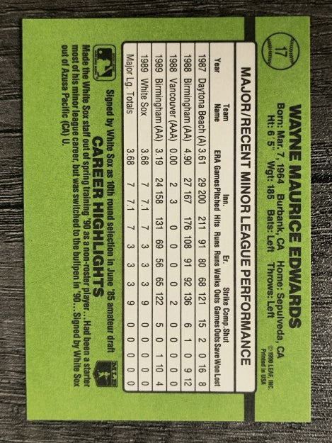 1990 Donruss Rookies #17 Wayne Edwards RC