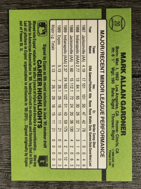 1990 Donruss Rookies #20 Mark Gardner