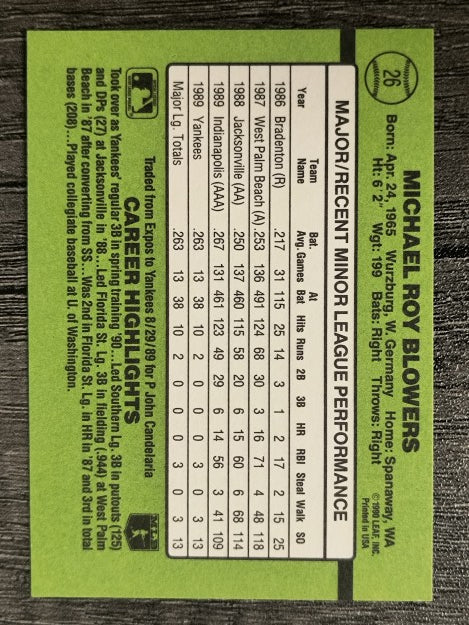 1990 Donruss Rookies #26 Mike Blowers