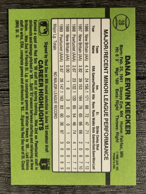 1990 Donruss Rookies #28 Dana Kiecker RC