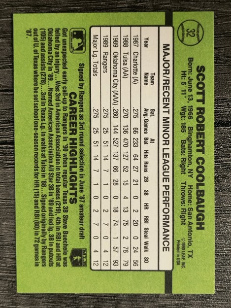 1990 Donruss Rookies #32 Scott Coolbaugh RC