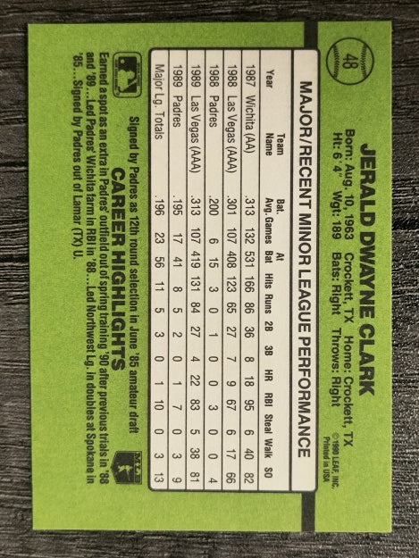1990 Donruss Rookies #48 Jerald Clark