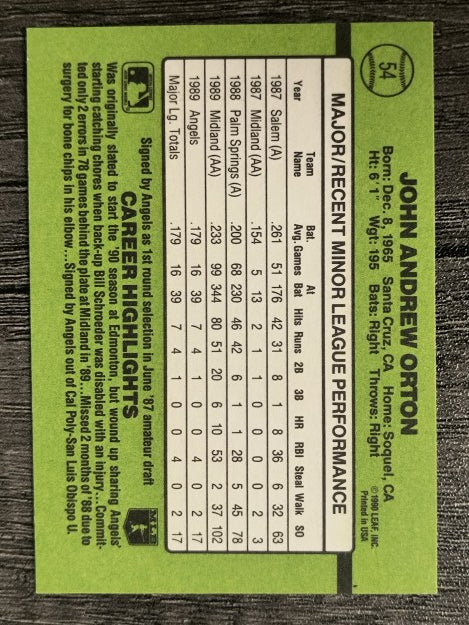 1990 Donruss Rookies #54 John Orton RC