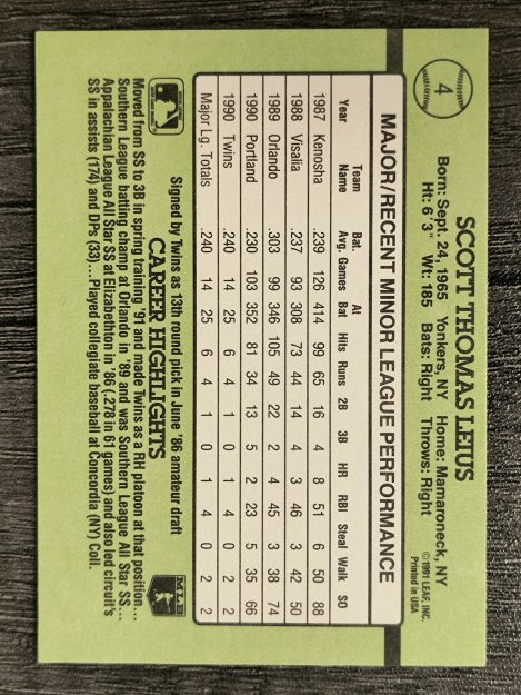 1991 Donruss Rookies #4 Scott Leius